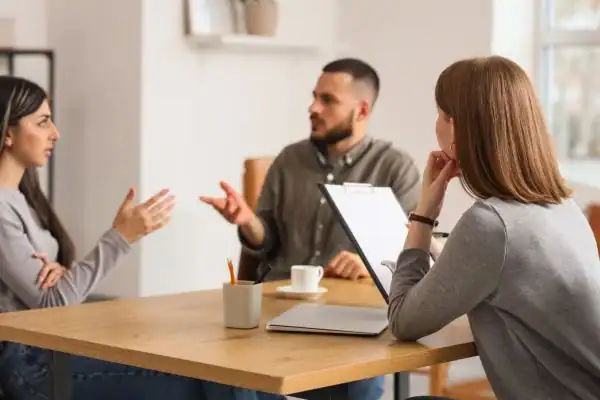 Image of couple access free mediation using family mediation voucher scheme Greater London