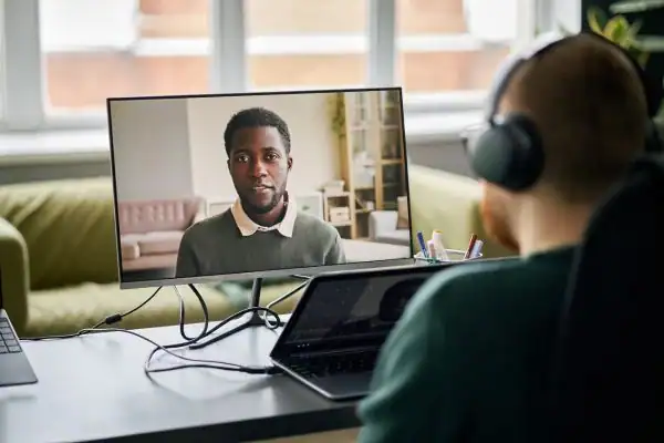 Man attending online mediation Greater London MIAMS session